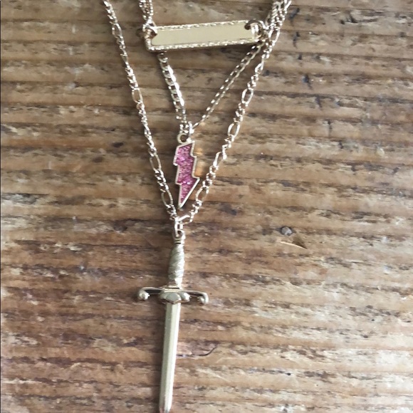 Free People gold layered lightening necklace NWOT - Picture 5 of 6